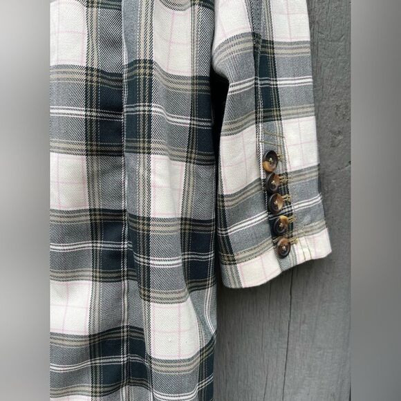 We The Free longline Freddie blazer Trench Coat Plaid Design Women’s Medium - Picture 7 of 15